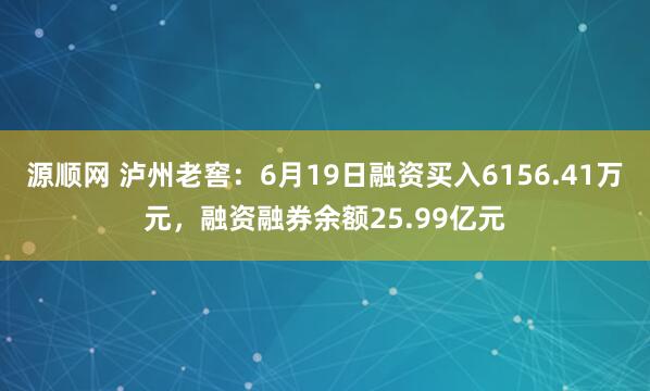 源顺网 泸州老窖：6月19日融资买入6156.41万元，融资融券余额25.99亿元